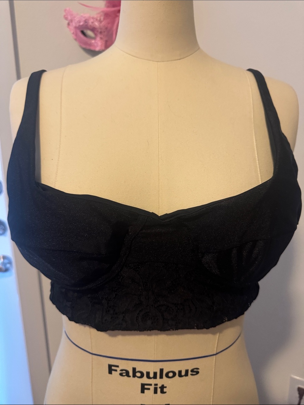 AFRM Black Lace-Trim Longline Bralette